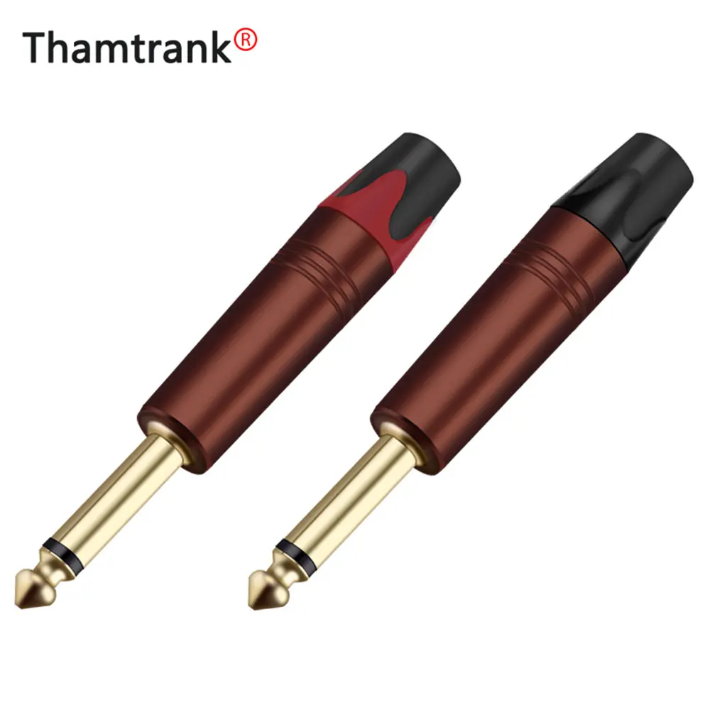 

10pcs 2 poles 6.35mm mono sophomore core amplifier microphone 6.35mm jack 1/4" mono male connector 6.3mm 6.5mm audio plug jack