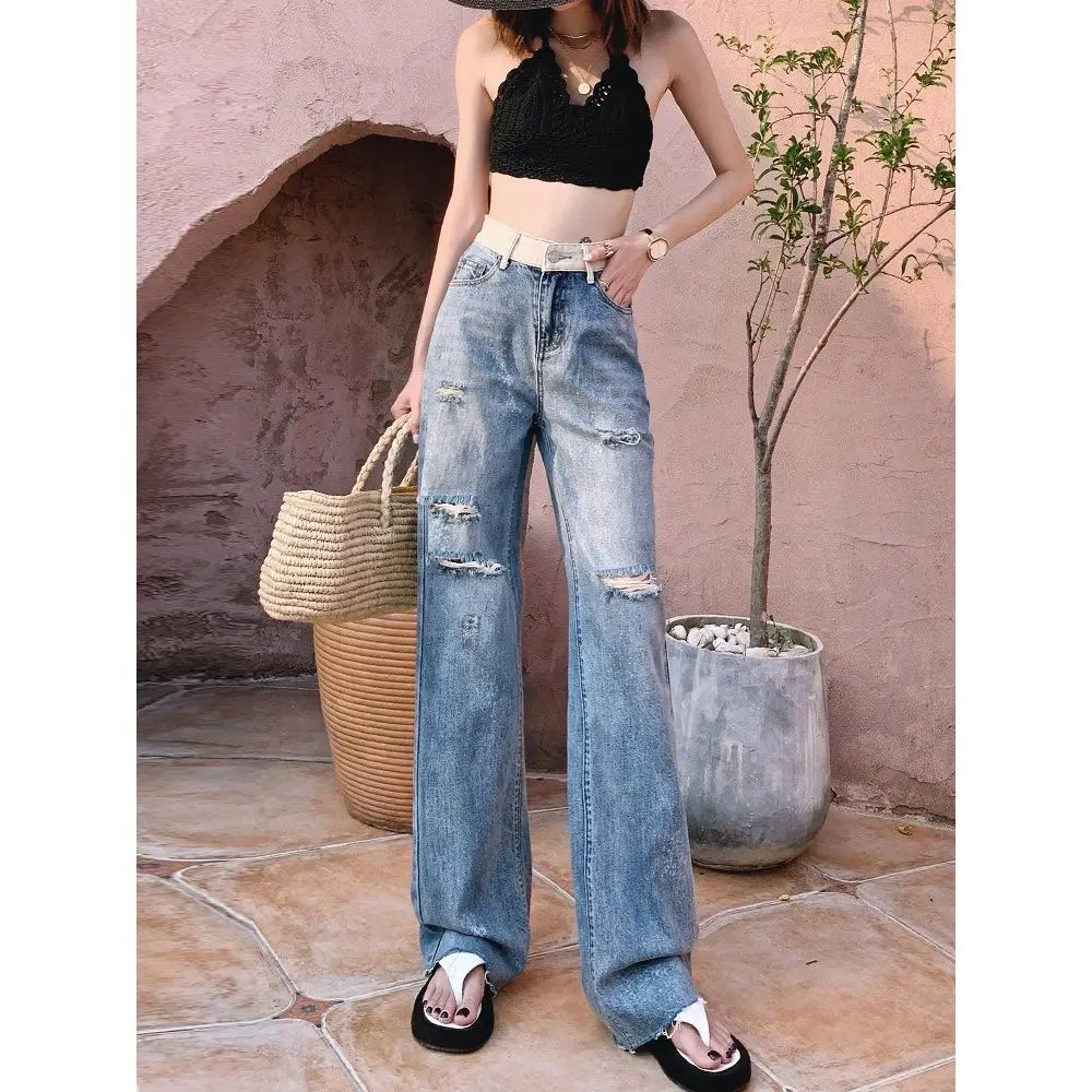 

High Waist Women's Jeans 2023 Jean Baggy Pants Wide Leg Pants Vintage Clothing Harajuku Fashion Urban Flared Trousers Woman Mom