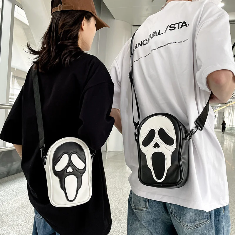 1/2Pcs Creative Ghost Bag Goth Gothic Bag Funny Unusual Bags Ghostfaced Anime Shoulder Bag Ghost Faced Y2k Purse Crossbody