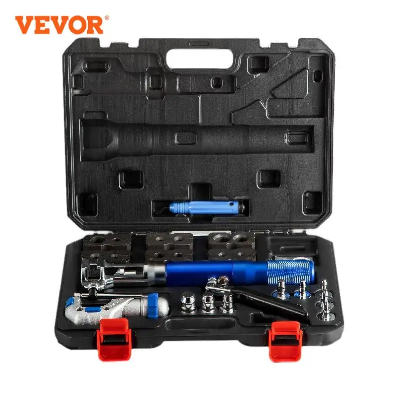 

VEVOR 2in1 Hydraulic Flaring Swaging Tool Kit 8Dies 5-22mm Soft HVAC Copper Tube Cutter Deburrer Extrusion Expanding Clamps Tool