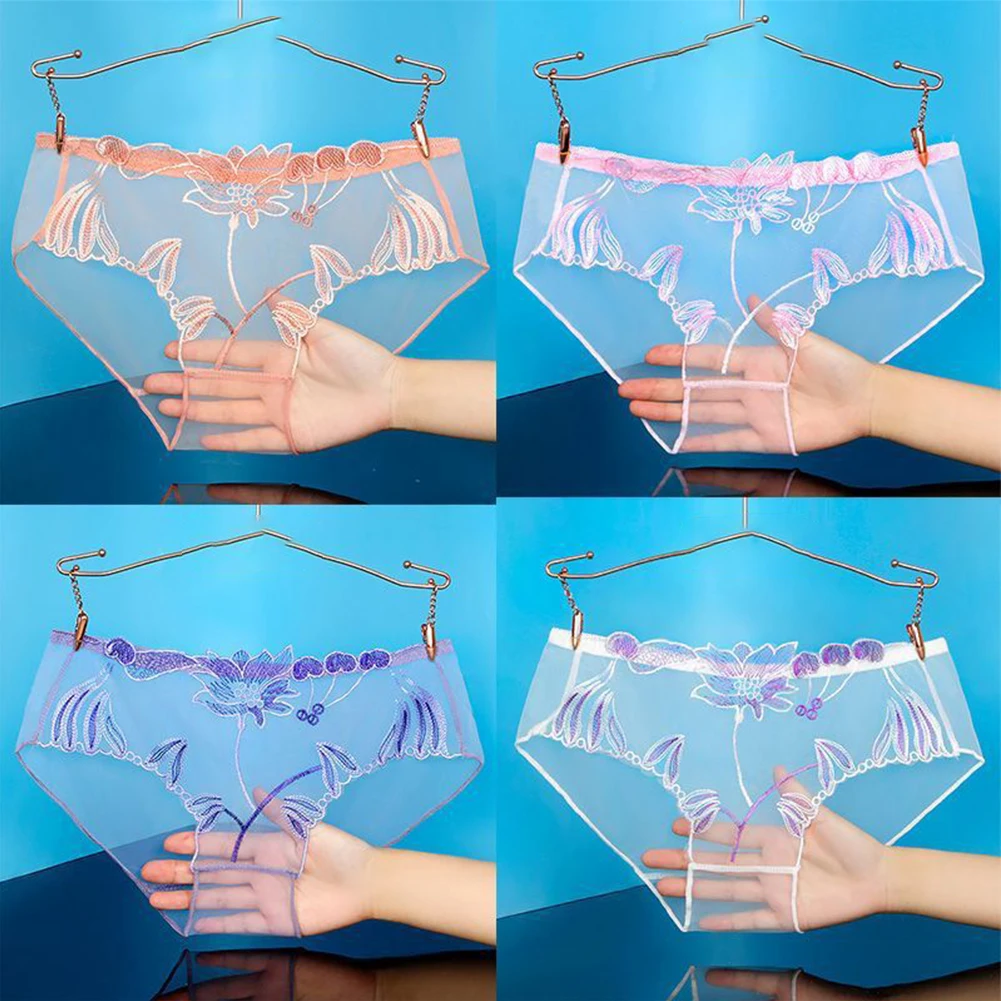4 Pcs Briefs For Womens Transparent Underwear See Through Underpants Sexy Sheer Ultra Thin Panties Lady Knickers Erotic Lingerie