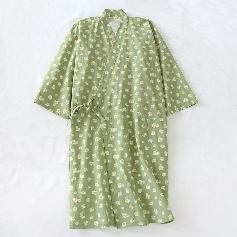 Japanese-style Kimono Pajamas Summer New 100% Cotton Gauze Pajamas Nightgown Ladies Yukata Homewear Long Pajamas Women