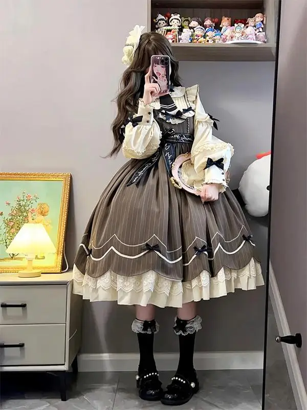 Коричневое повседневное платье Лолиты. Милое милое принцессы