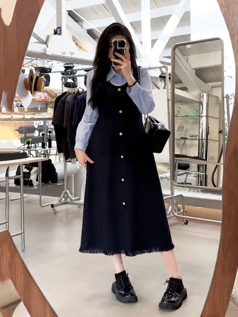 Женская одежда больших размеров модные лоскутные рубашки из двух предметов