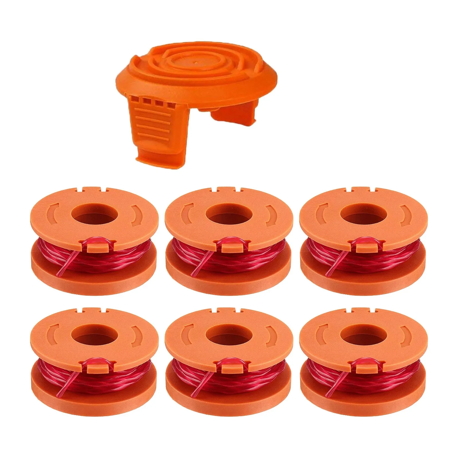 

10Ft 0.065inch Line String Trimmer Replacement Spool for Worx WA0010 String Trimmers Autofeed Spool (6 Spool 1 Cap)