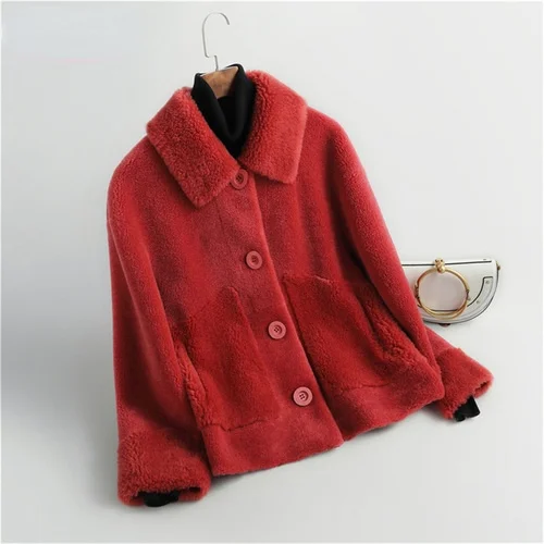 

Short Real Wool Jackets Women Autumn Winter 2022 Elegant Sheep Shearling Coat Female Korean Style Casaco Feminino Gxy637