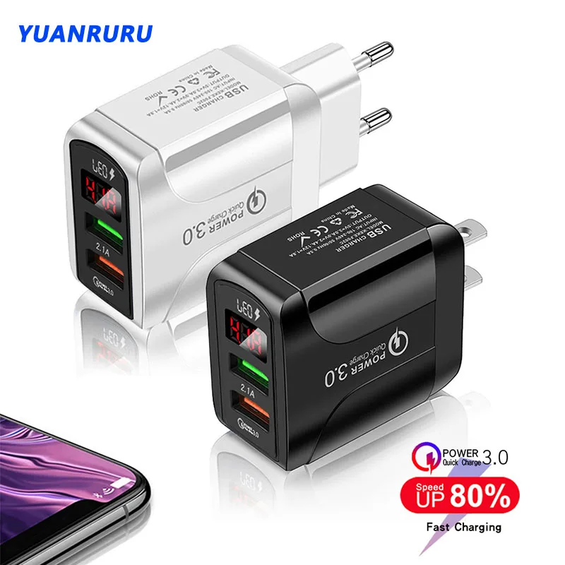 5V 4.1A Mobile Charger 2USB Ports to Type C Adapter Portable Charger EU/US/UK Plugs for Iphone Xiaomi Samsung Quick Chargeing