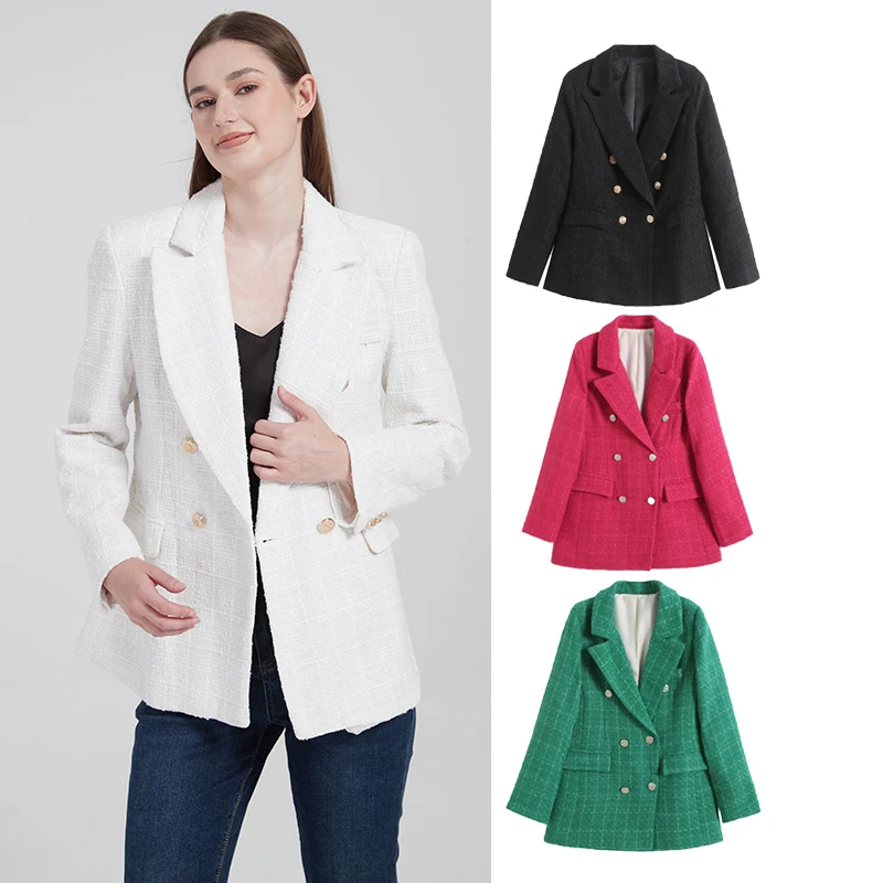 

Blazers Autumn Women's Jacket 2023 New Chic Slim Long-Sleeved Street Joker Warm Coat Elegant Office Youth Autumn Blazers