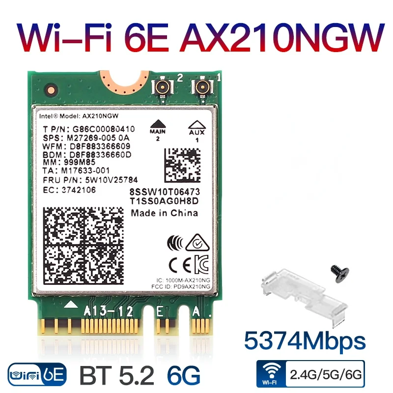 Dual Band Intel AX210 Wireless AX210NGW 2.4Gbps 802.11AX Wireless Wi-Fi 6 AX200 For Intel 8265NGW/9260AC M.2 NGFF Wlan WiFi Card