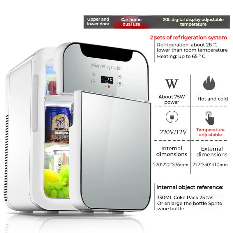 

20л автомобильный мини-маленький холодильник с замораживанием и подогревом двойного назначения, бытовой 12 В 220 В, автомобильный холодильник для пикника, портативный маленький холодильник