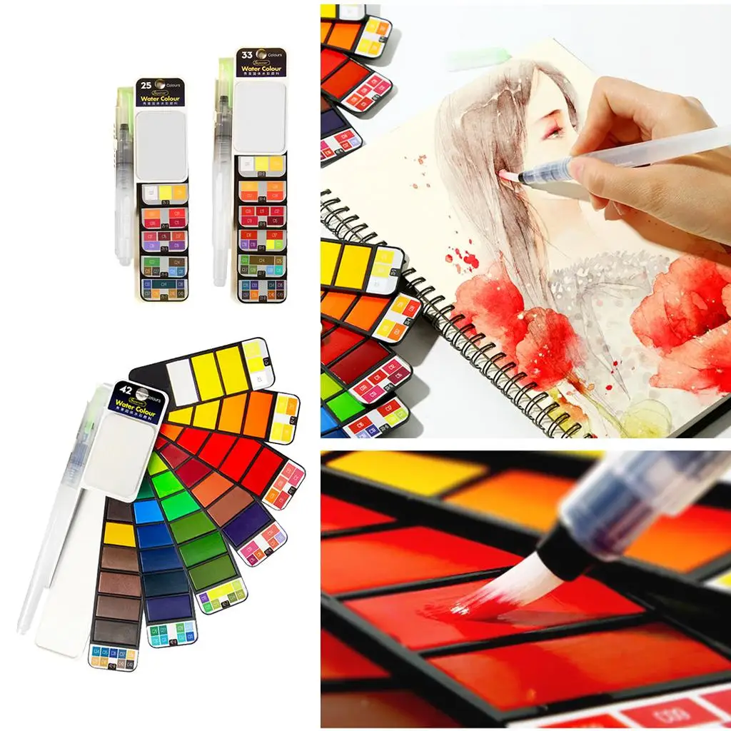 

, 42/33/25 Assorted Colors Foldable with Brush & Sponge, Kit for Students Adults Artist