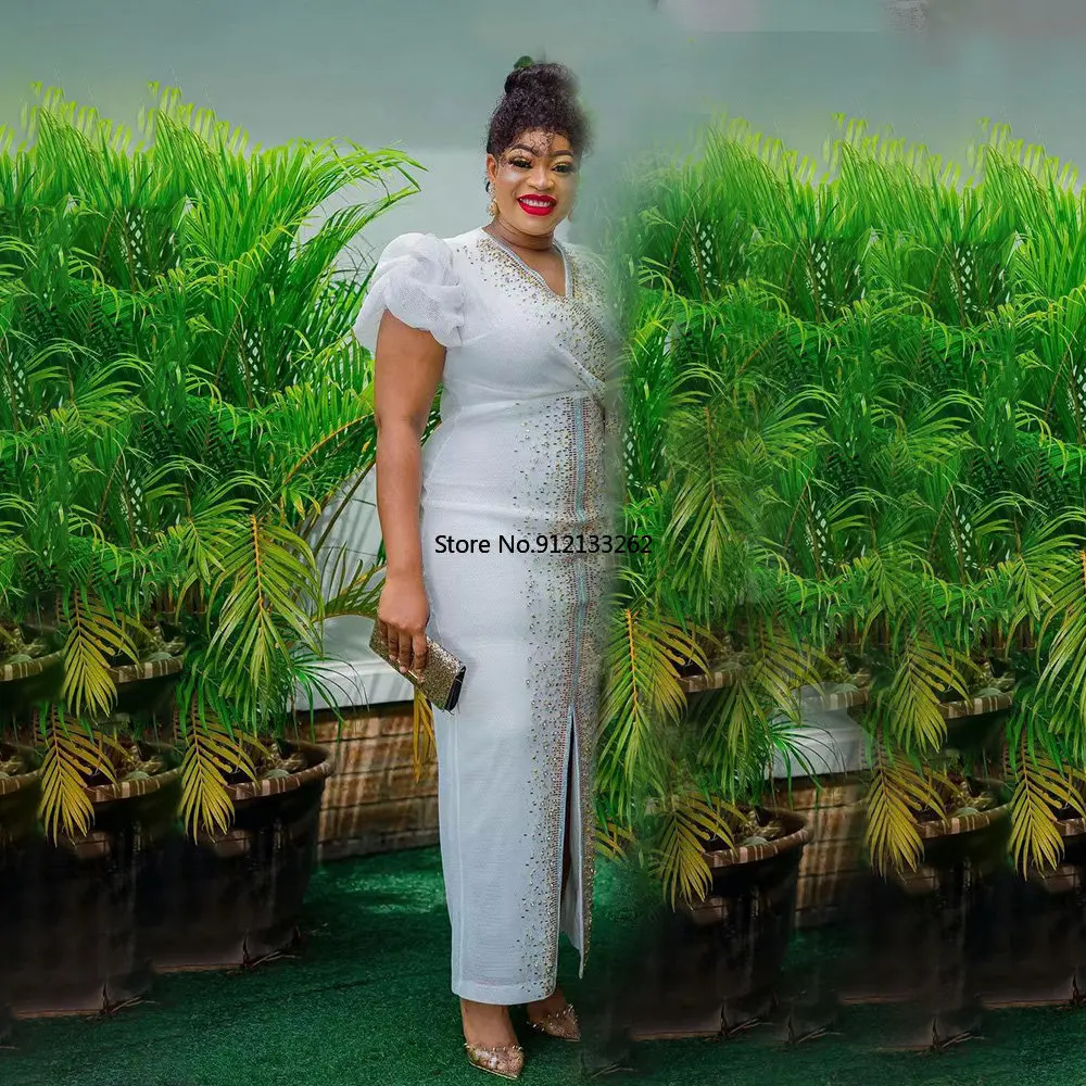 

Elegant Party Dresses for Women African Dresses for Women 2023 African Short Sleeve V-neck Polyester Long Dress Maxi Dress
