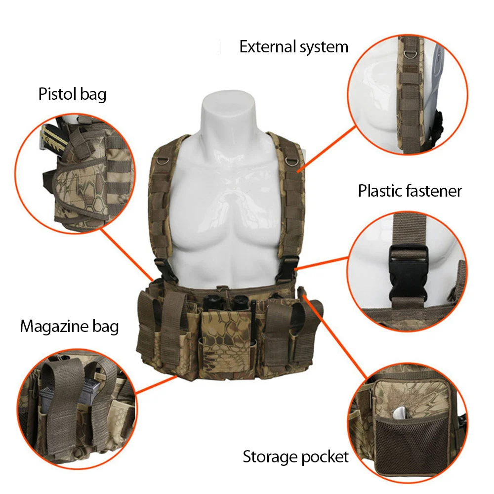 

RU Tactical Vest Outdoor Hunting Protective Jacket Adjustable MODULAR Vest For Airsoft Combat Accessories Multi-pocket Waist Bag