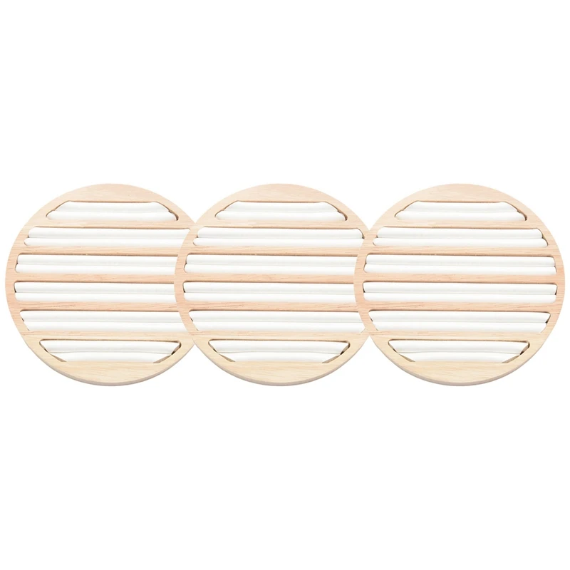 

3 Pc Rings Display Tray Wooden Round Ring Holder Showing Plate Jewelry Organizer Showcase For Shop White