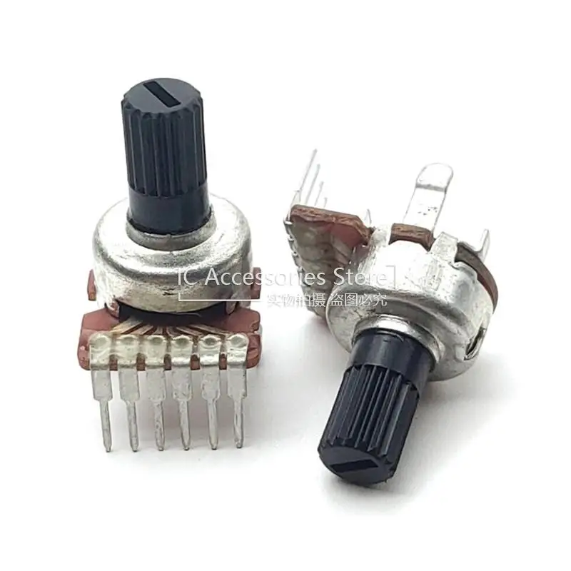 

5PCS High Quality 121 Type Double B1K B50K Volume Potentiometer Computer Speaker Radio DVD Recorder B102 B503 6 Pin Shaft 11MM