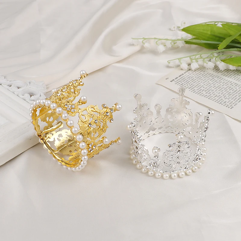 

1pc Round Metal Crown Diadem Circle Birthday Party Cake Baking Decoration Tiaras Alloy Round Crown Ornaments