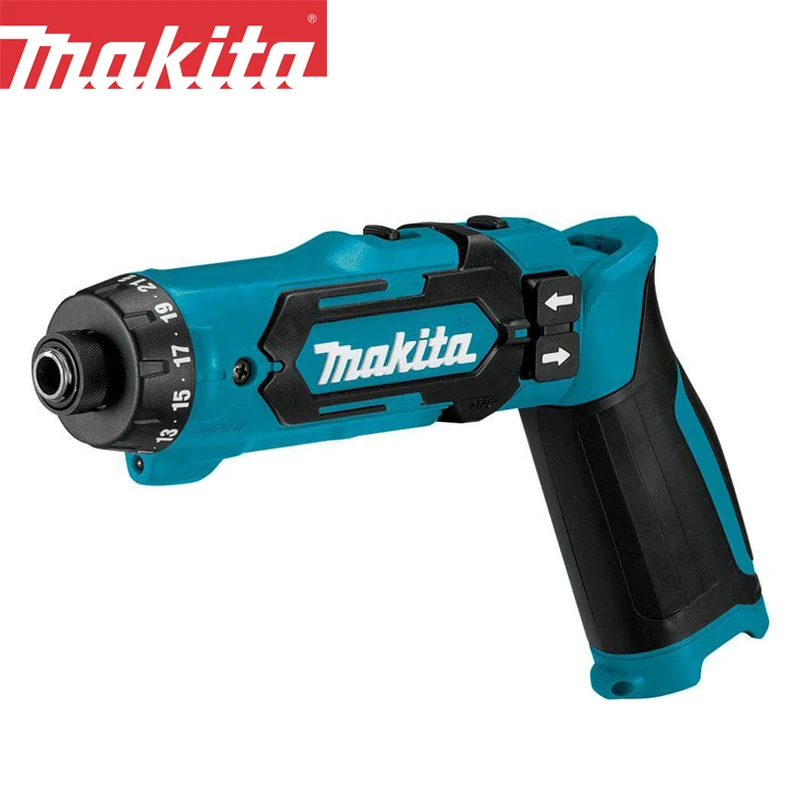 

Makita Driver-Drill Kit with Auto-Stop Clutch Drill Tool DF012DZ Electric Screwdriver 7.2V Lithium Charged 1/4" Hex Bare Machine