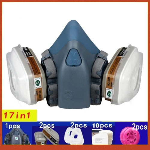 Pаспродажа Респиратор 3/7/9/15/17 с картриджем, 7502 хлопок, фильтр 6001