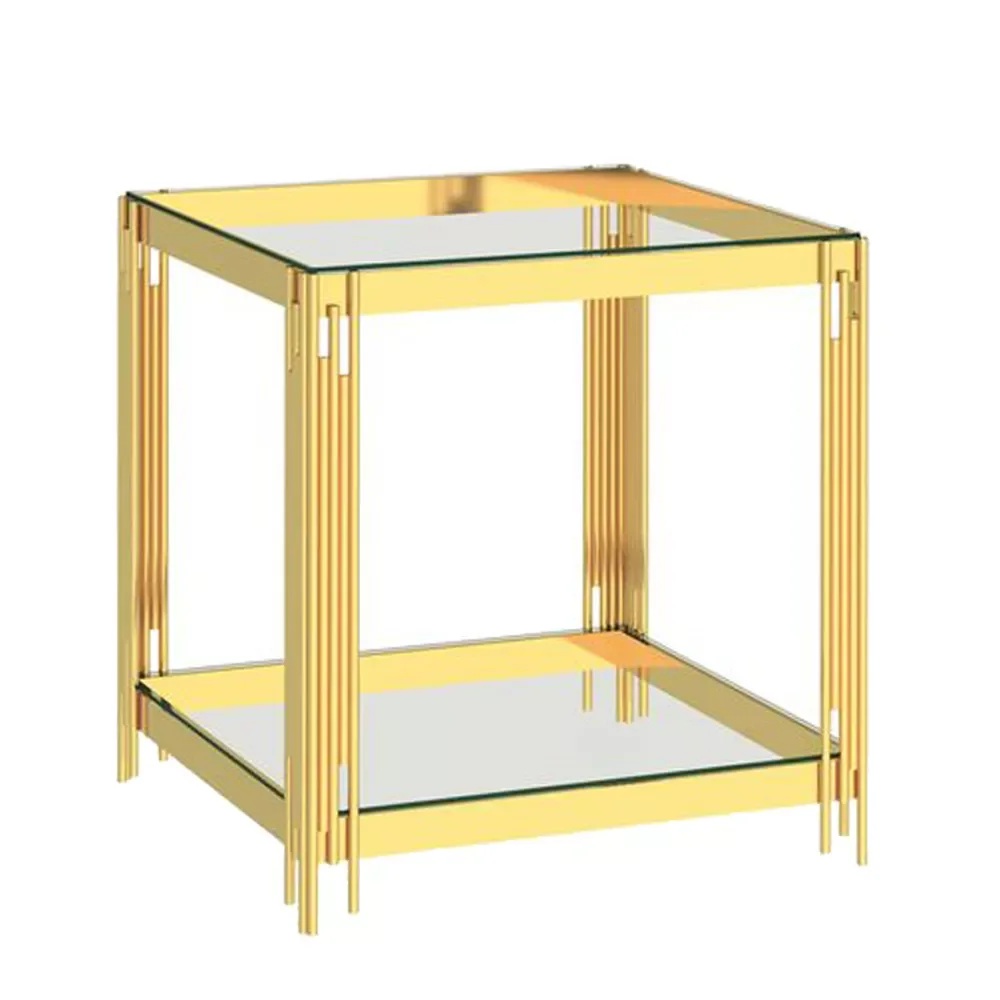 

Серебряный журнальный столик 55x55x55 см из нержавеющей стали и стекла