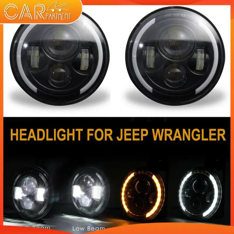 

1pc Car LED Headlight Halo Angel Eye Wrangler Light H4/H13 7 Inch 150W For Jeep Wrangler JK LJ TJ CJ 40000LM 6000K+3000K 4 Modes