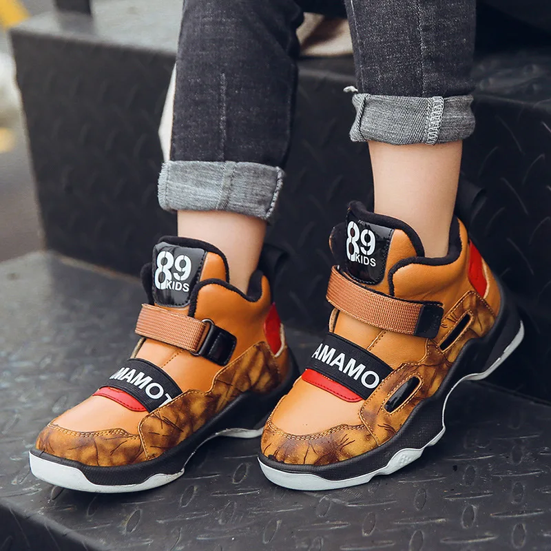 

winter Kids Boots Boys Shoes Genuine Leather Fashion Martin Boots Plush Warm Sneakers Waterproof Children Snow Boots For Boys