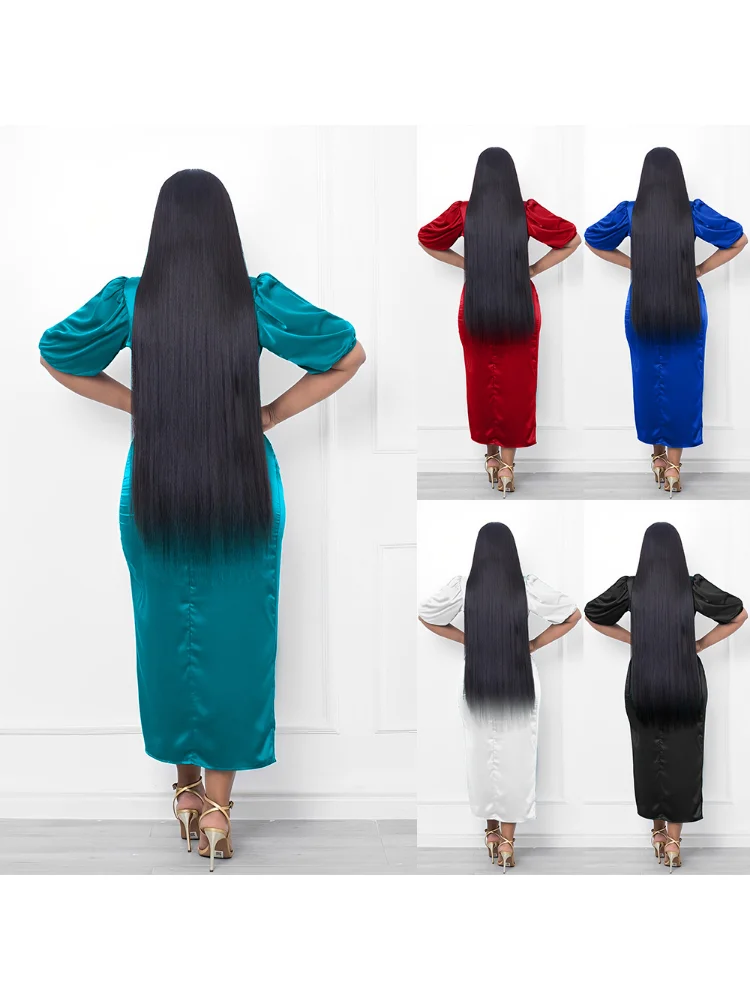 Women's High Neck Tight Dress Elegant High Split Pleated Dress Plus Size Dresses Summer Dress