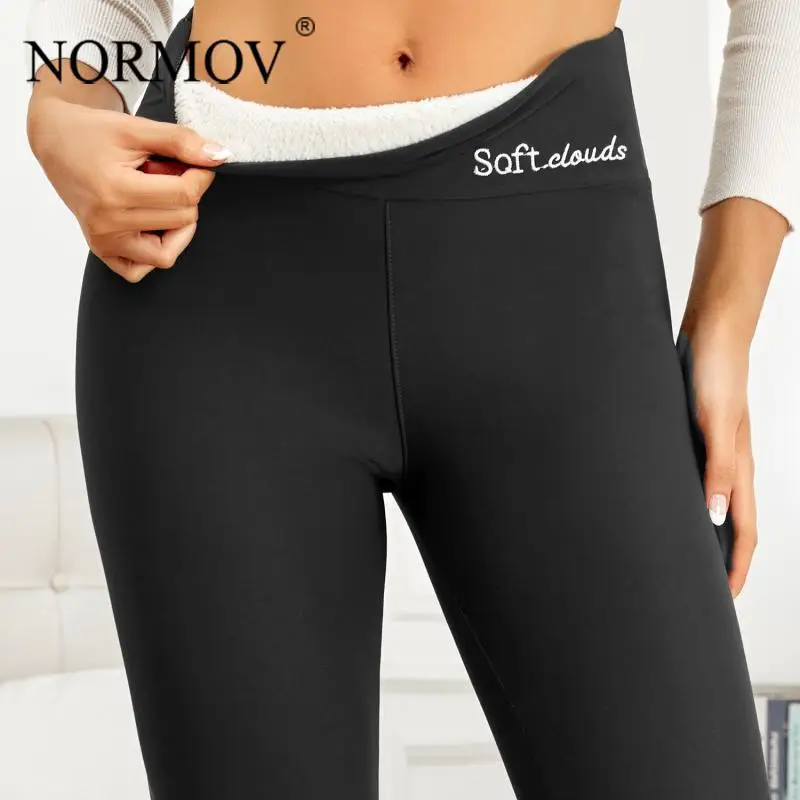 

Зимние брюки NORMOV, одежда для женщин, флисовые плотные брюки, модные спортивные брюки, теплые леггинсы с высокой талией, черные облегающие брюки