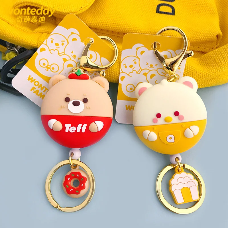Милый выдвижной брелок в виде животного из сплава милый женский портативный