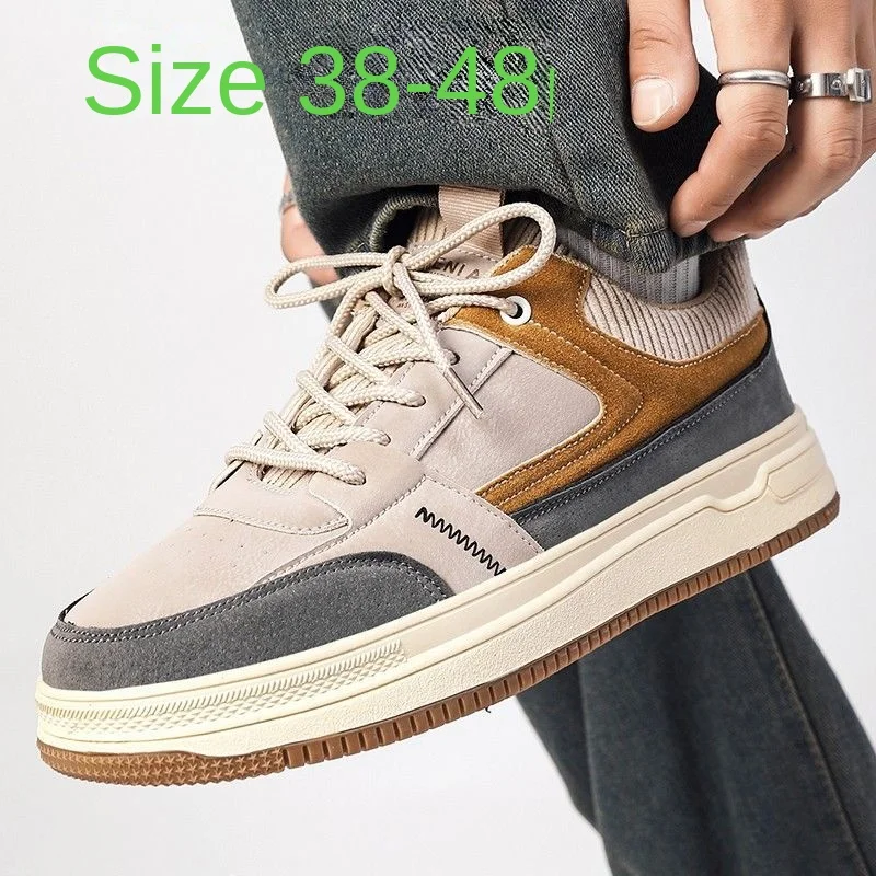 

Мужские Нескользящие кроссовки, кожаные, повседневные, для студентов и школьников, 46 размера, на осень, 48, 47