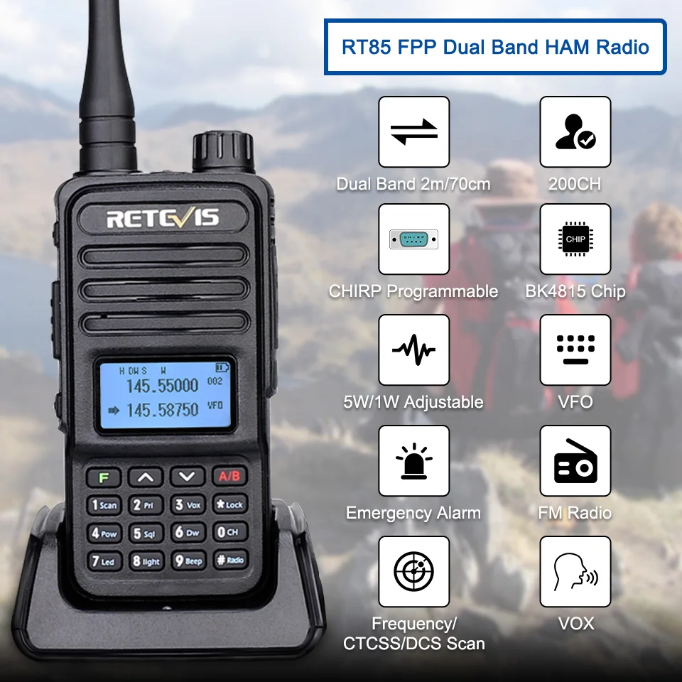 

Рация Retevis RT85 Ham двусторонняя, 5 Вт, УКВ/УВЧ