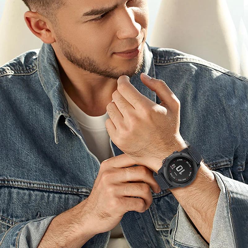 Фото Ремешок нейлоновый для Samsung Galaxy Watch 5/5pro/4/4 classic active 2, браслет для Huawei watch GT 2 3 pro/Amazfit Bip GTS GTR 2 3 №5