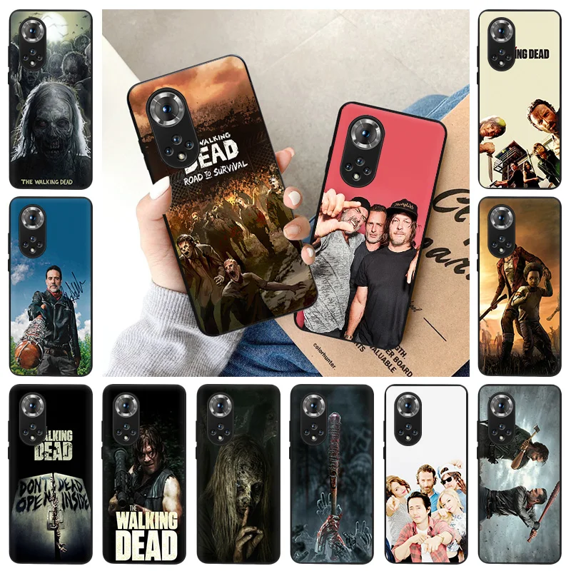 

Phone Case For Huawei Honor 50 Pro 30 20 8S 9S Play 9A 8X 9X Lite 9C 20e 20S The Walking Dead Black Silicone Soft Back Cover