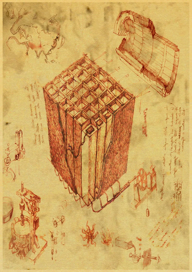 Фигурка да Винчи коллекция человеческих эскизов крафт-бумага принты высокое