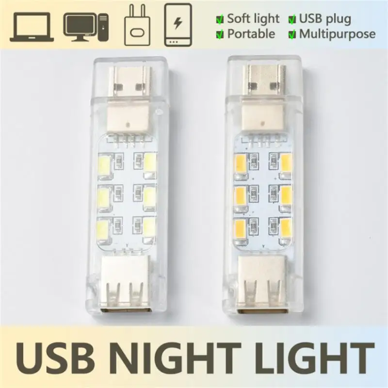 

Мини-светодиодная USB-лампа для ночного освещения, портативная лампа для экстренного освещения, 5 в постоянного тока, двусторонняя яркая лампа для чтения, компьютерная лампа, прикроватная Спальня