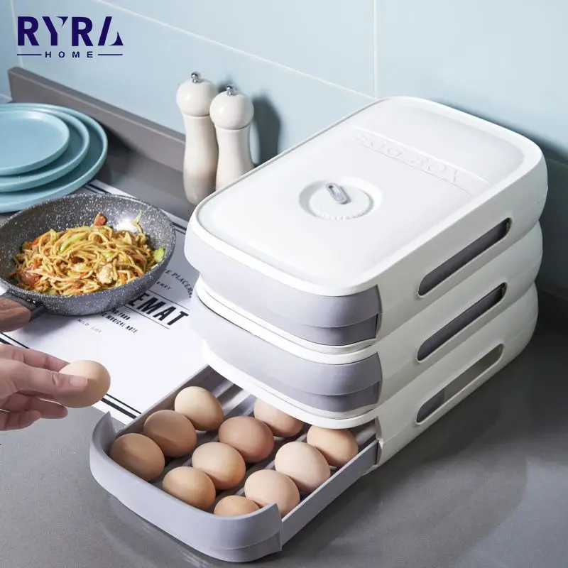 

Drawer Egg Storage Box Home Refrigerator Storage Box Fresh Keeping Boxs Kitchen Household Eggs Food Storage Holder Container