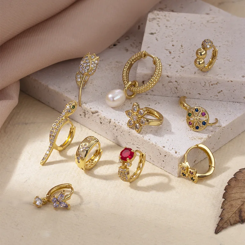 

1Piece Design Dangle butterfly Hoop Earring for Women cartilage Piercing Jewelry Flowers Snake Ear Buckle Earrings for Teens