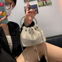 fashion handbag for women shiny diamond evening hand bag for women chain strap drawstring luxury design handbag 2022 lady purse