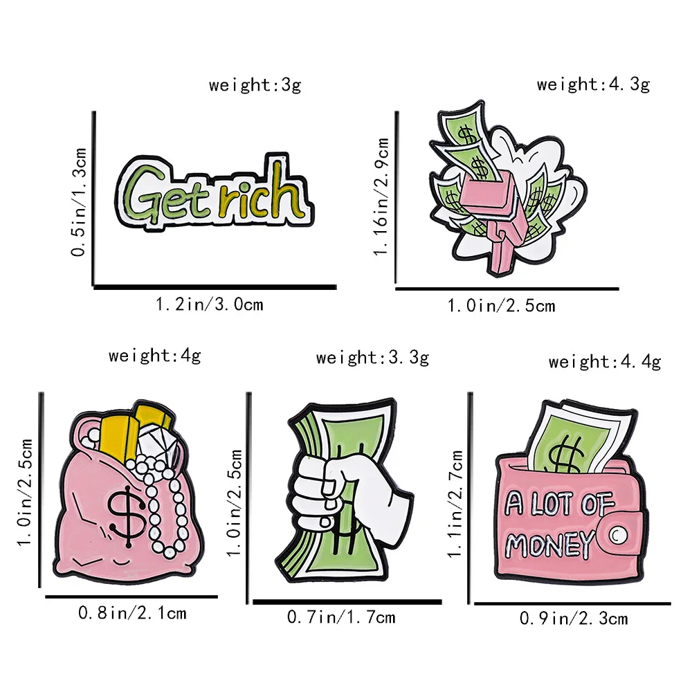 Розовый кошелек эмалевые булавки Творческий мультфильм получить богатый денег