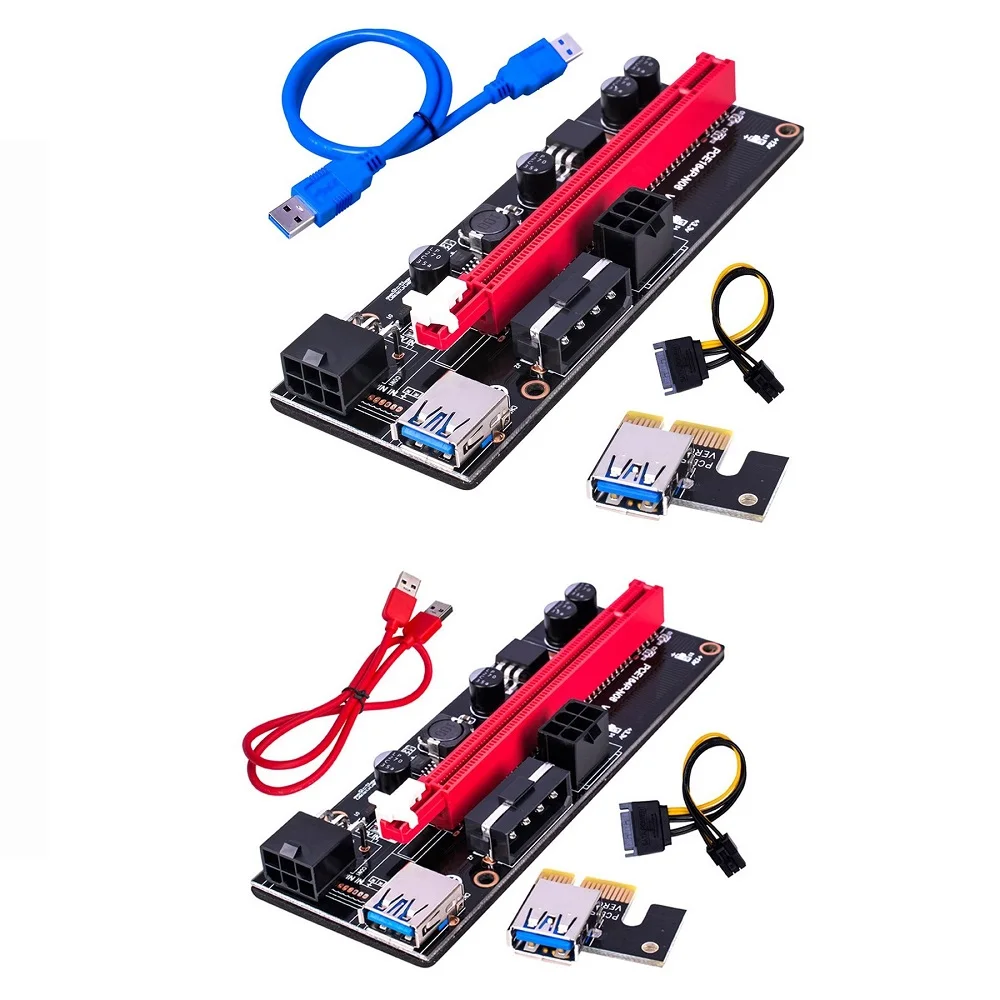 

Удлинитель 009S PCI-E Series 1x 16x, PCI E USB, графическая карта, простое управление, двойной 6-контактный адаптер, карта SATA 15-контактный для майнера BTC