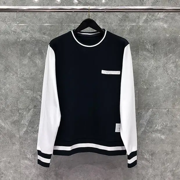 TB Man's Coat New Sweatshirts Slim Fit Pullovers Clothing Cotton Jacket Men O-Neck Patchwork Casual Sportswear Coat