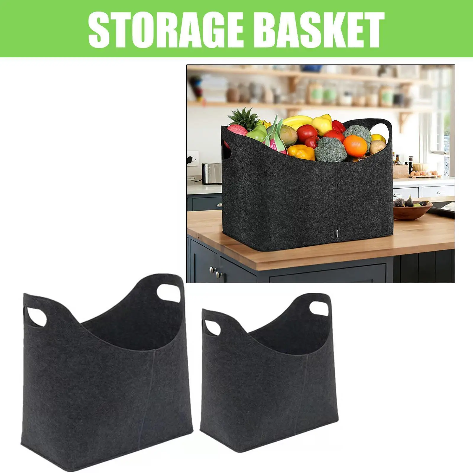 

1pc Felt Storage Bag Fireplace Wood Bags Fruit Vegetable Holder Bag Home Bags Rack Pocket Storage Storage Firewood Basket J1r4