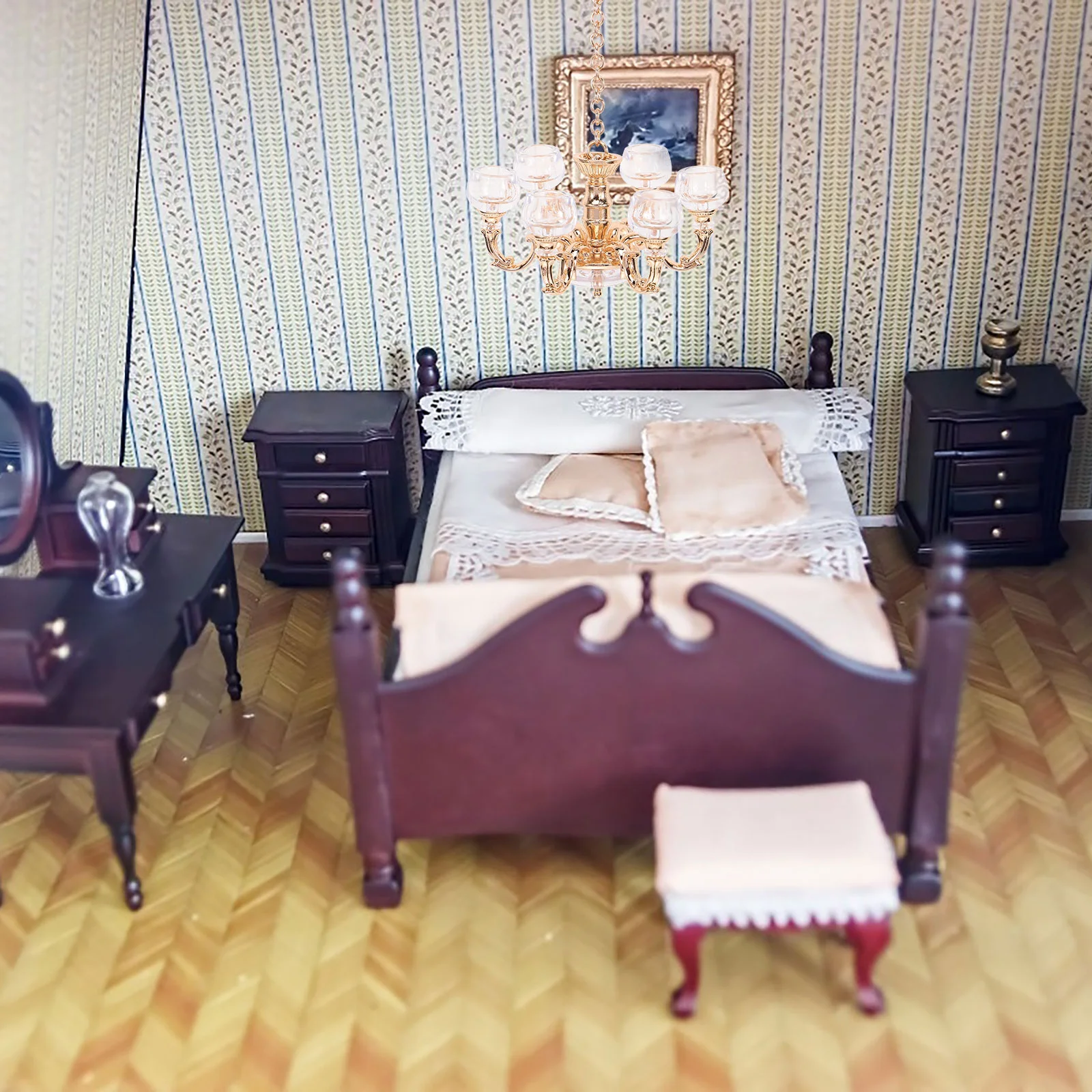 Кукольный домик люстра миниатюры крошечная лампа аксессуары для освещения