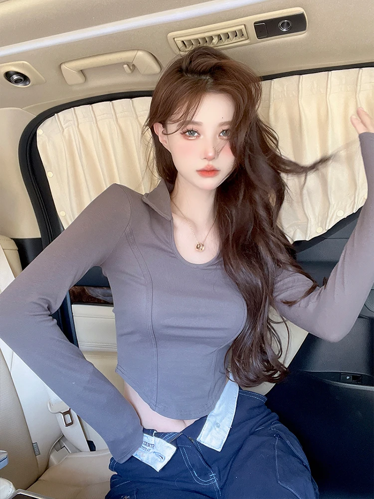 

Casual Lazy Ins Slim Long Sleeve T-shirt Women's T-shirts Tops Japanese Ladies Ulzzang Female Korean Harajuku Clothes For Women