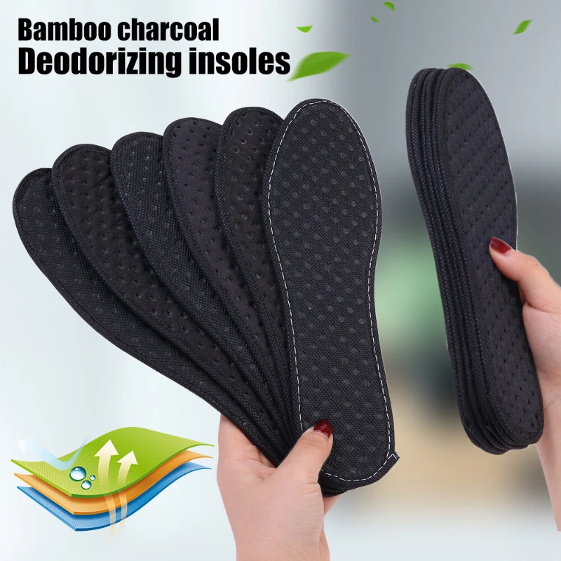2pcs Deodorant Insoles Breathable Absorb-sweat Bamboo Charcoal Insert Insole Unisex Sports Shoes Mesh Ventilate Shoe Sole Pads
