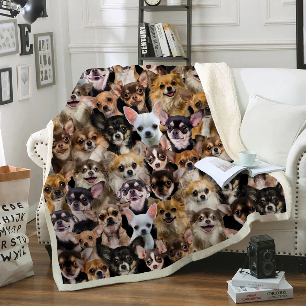 

3D Blanket You Will Have A Bunch Of Chihuahuas Winter Arctic Velvet Bedding/Sofa For Adult/Child DIY Made