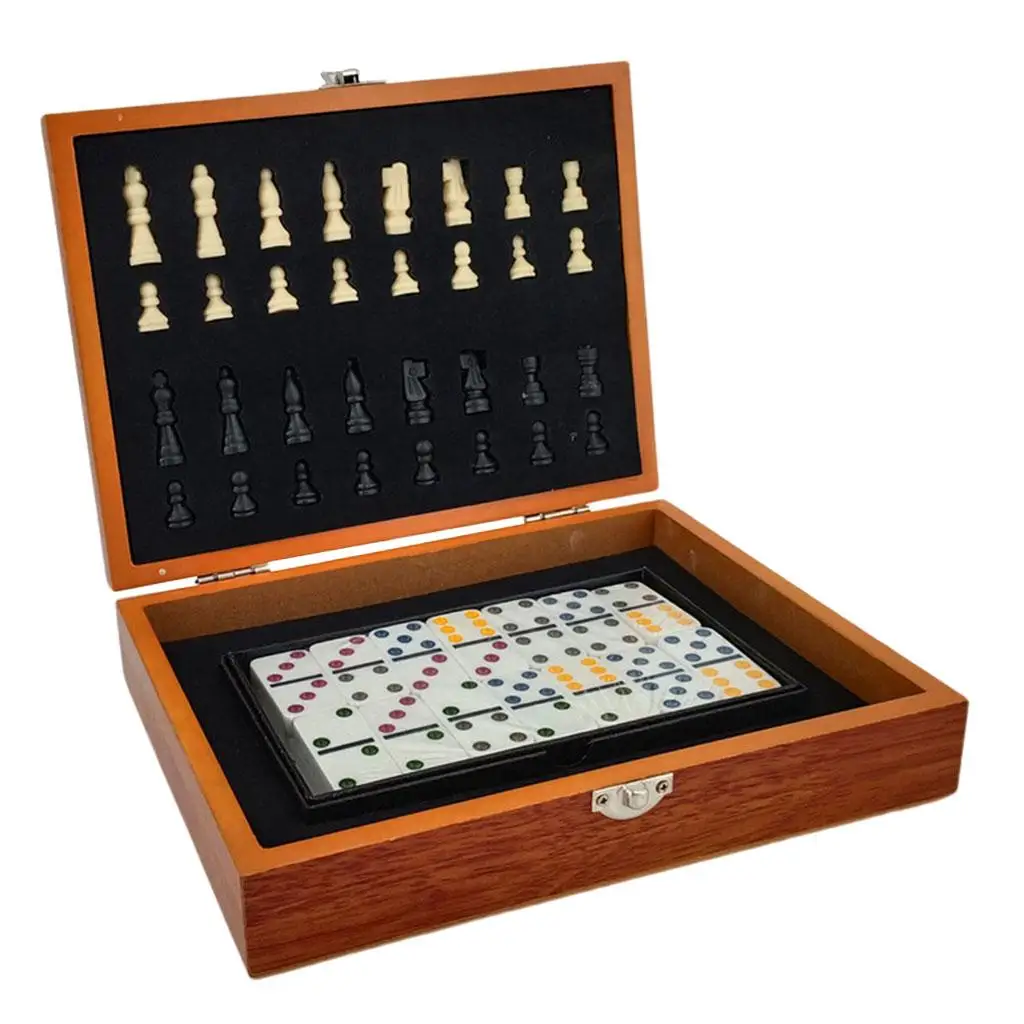 

2 in 1 Wooden Chess Game Board Games Entertainment Chess for