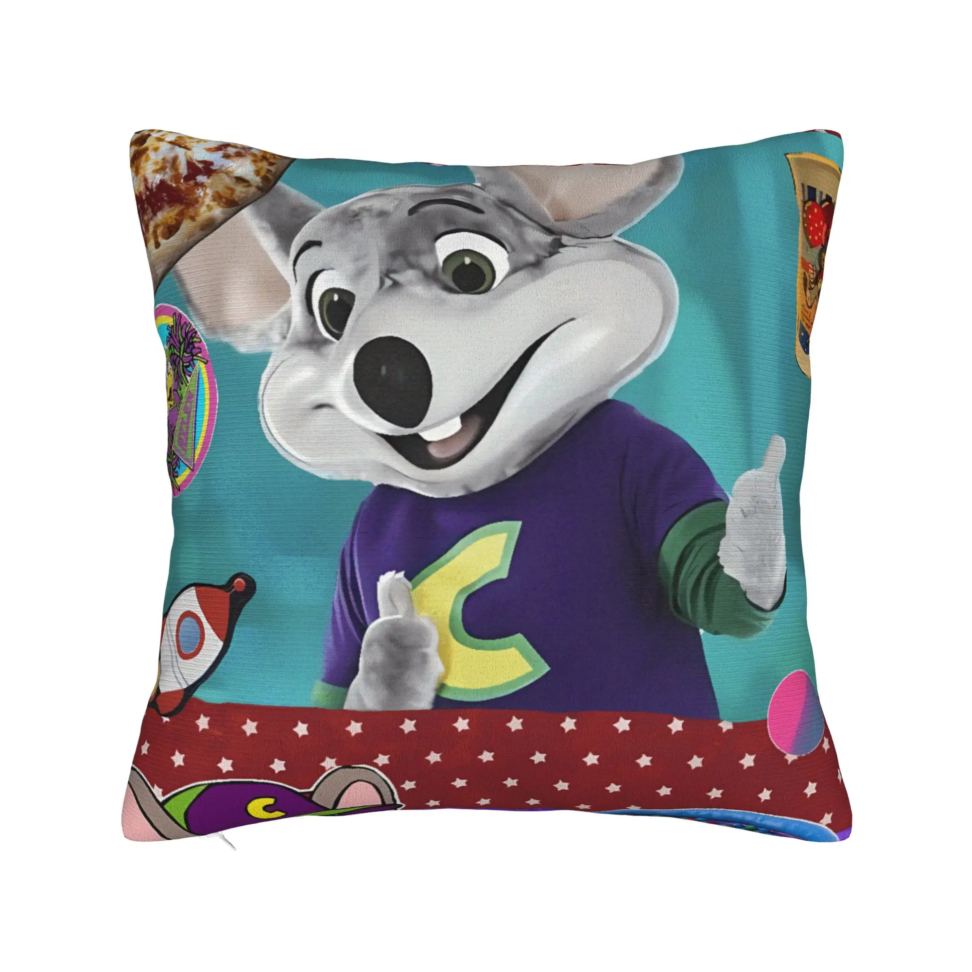 Фото Чехол для подушки Chuck E Cheese Pizza Food Lover, дизайнерский чехол для подушки Kawaii, наволочка для дивана, автомобиля, домашний декор №2