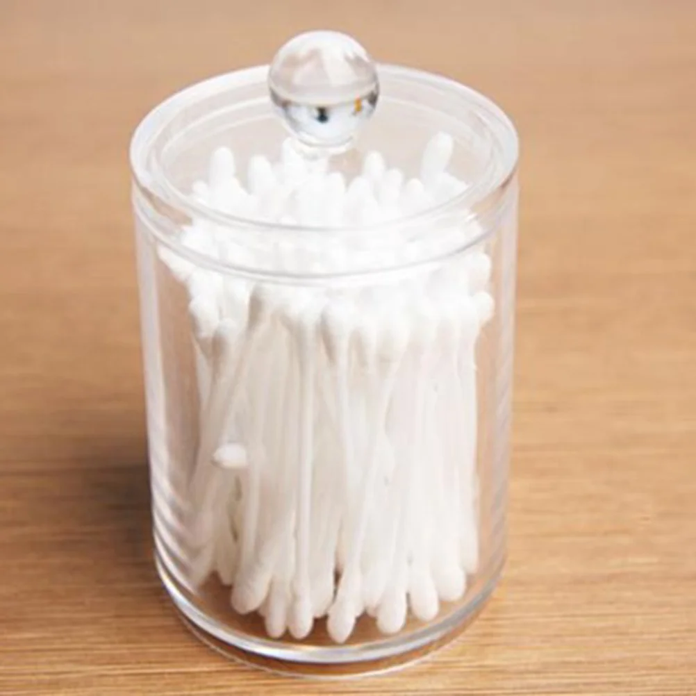 

Cotton Balls Holder Clear Organizer Box Cotton Buds Qtip Dispenser Containers Lids Round Cotton Swab Storage Case