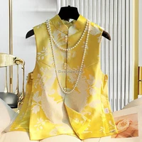 luxury qipao vest women vintage stand collar vest casual women loose vest spring national hanfu top elegant oriental tang suit
