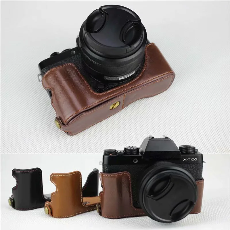 Genuine Real Leather Half Case Grip for Fujifilm Fuji X-T100 XT100 Camera
